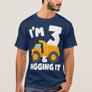Kids Im 3 and Digging It 3rd Birthday Construction T-Shirt