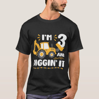 Kids I'm 3 And Digging It Shirt Boys 3rd Birthday 