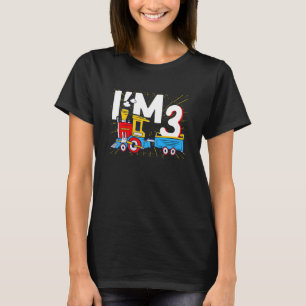 Kids I'm 3 Bday Steam Locomotive Cute 3rd Birthday T-Shirt