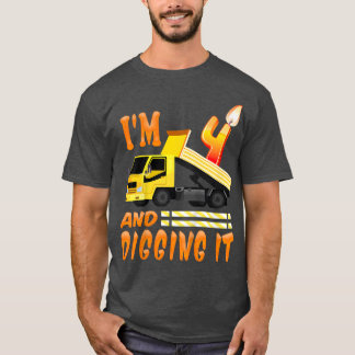 Kids I'm 4 and digging 4-year Construction Truck 4 T-Shirt