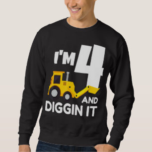 Kids I'm 4 And Digging It Construction Truck Excav Sweatshirt
