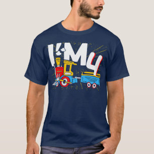 Kids Im 4 bday Steam locomotive cute 4th Birthday T-Shirt