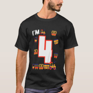 Kids I'm 4 Birthday Railroad 4th Bday Trains T-Shirt