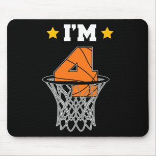 Kids I'm 4 Bysketbyll Theme Birthday Party Celebra Mouse Pad