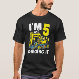 Kids I'm 5 And Digging It 5 Years Boy 5rd Birthday T-Shirt