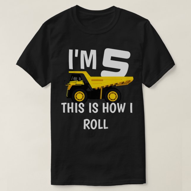 Kids I'm 5 This Is How I Roll - Truck birthday Boy T-Shirt (Design Front)