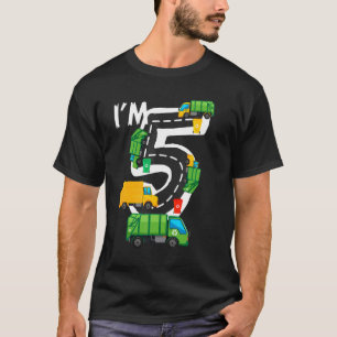 Kids I'm 5 Year Old Birthday Boy Garbage Truck 5th T-Shirt