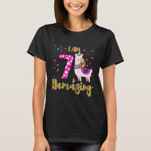 Kids Im 7 Years Old and Llamazing 7th birthday sl T-Shirt