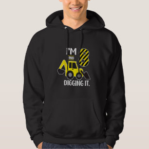 Kids I'm 8 Ath Digging It 8th Birthday Excavator Hoodie
