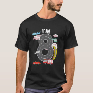 Kids I'm 8 Year Old Car Fire Truck Aeroplane 8th B T-Shirt