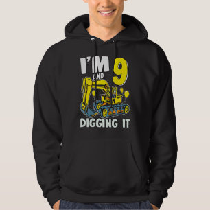 Kids I'm 9 And Digging It 9 Years Boy 9rd Birthday Hoodie