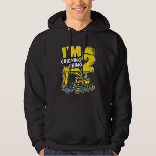 Kids I'm Crushing Being 2 Years Boys Excavator 2nd Hoodie
