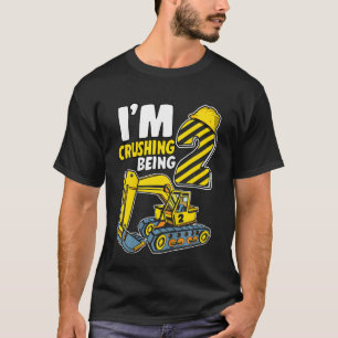 Kids I'm Crushing Being 2 Years Boys Excavator 2nd T-Shirt