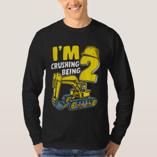 Kids I'm Crushing Being 2 Years Boys Excavator 2nd T-Shirt