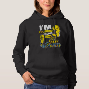 Kids I'm Crushing Being 3 Years Boys Excavator 3rd Hoodie