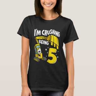 Kids I'm Crushing Being 5 Years Boys Excavator 5th T-Shirt