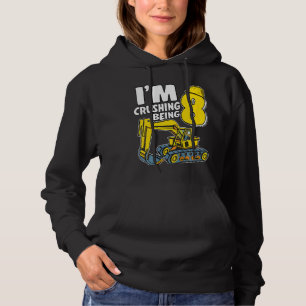 Kids I'm Crushing Being 8 Years Boys Excavator 8th Hoodie