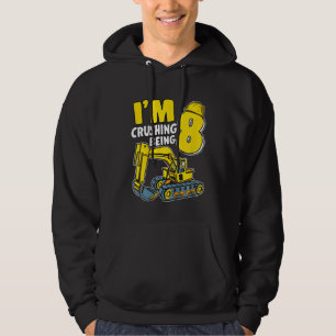 Kids I'm Crushing Being 8 Years Boys Excavator 8th Hoodie