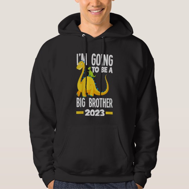 Kids I'm Going To Be A Big Brother 2023 Dinosaur D Hoodie (Front)