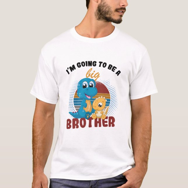 Kids I'm Going To Be A Big Brother 2023 Dinosaur T-Shirt (Front)