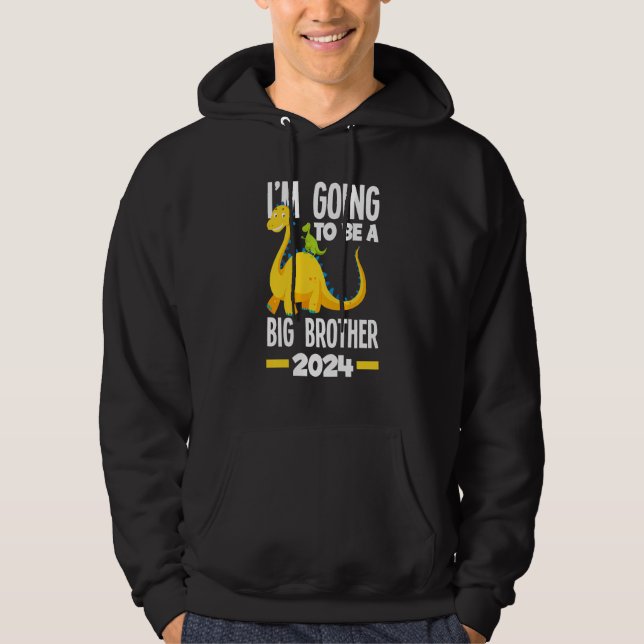 Kids I'm Going To Be A Big Brother 2024 Dinosaur D Hoodie (Front)