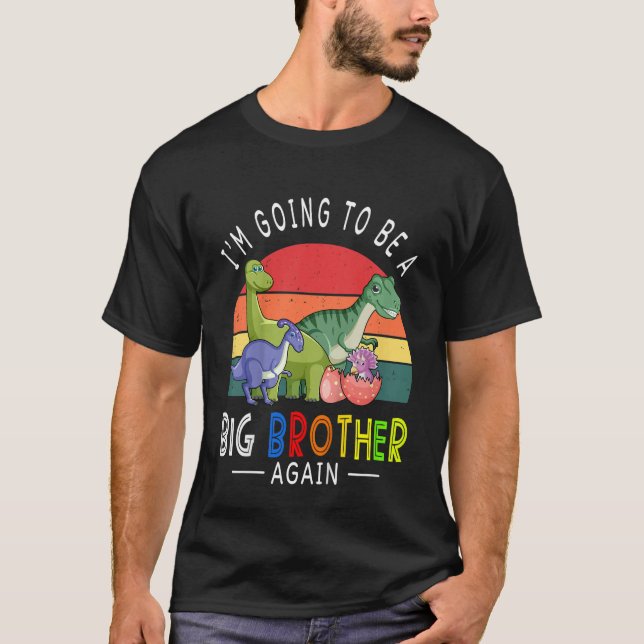 Kids I'm Going To Be A Big Brother Again 2023 Dino T-Shirt (Front)