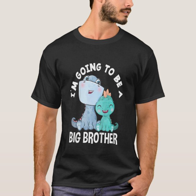Kids I'm Going To Be A Big Brother Dinosaur Cute B T-Shirt (Front)