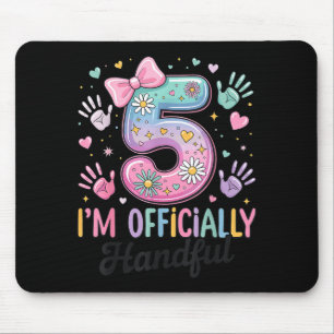 Kids I'm Ly A Handful Five 5th Birthday Girls Boys Mouse Pad