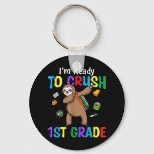 Kids Im Ready To Crush 1st Grade Cute Sloth Back T Key Ring