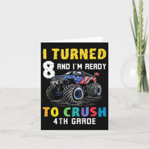 Kids Im Ready To Crush 4th Grade 8th Birthday Mons Card