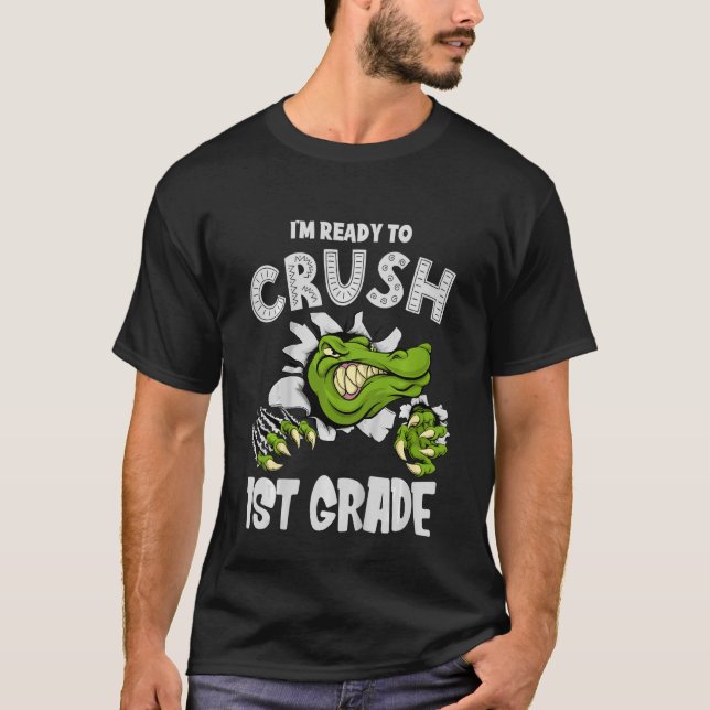 Kids I'm Ready To Crush First Grade Alligator Croc T-Shirt (Front)
