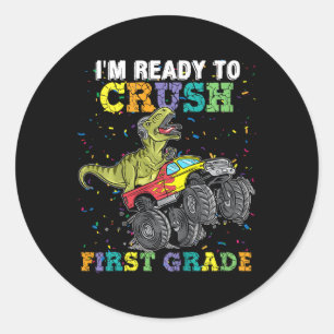 Kids I'm Ready To Crush First Grade Monster Truck Classic Round Sticker