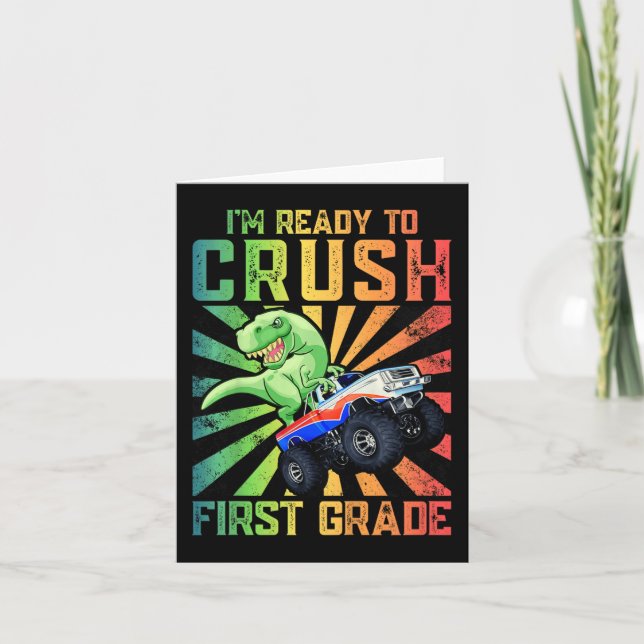 Kids I'm Ready to Crush First Grade Tee Card (Front)
