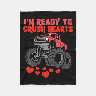 Kids Im Ready To Crush Hearts Monster Truck Boys V Fleece Blanket
