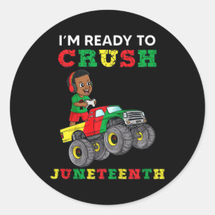 Kids I'm Ready To Crush Juneteenth Fun Gamer Boys  Classic Round Sticker