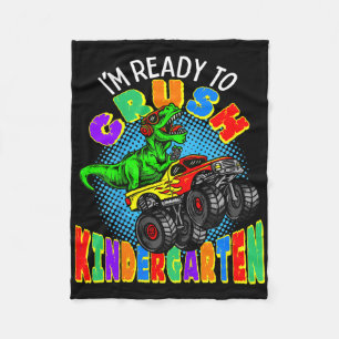 Kids I'm Ready To Crush Kindergarten Dinosaur Mons Fleece Blanket