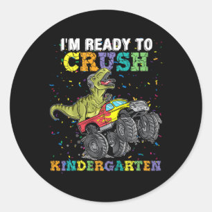 Kids I'm Ready To Crush Kindergarten Monster Truck Classic Round Sticker