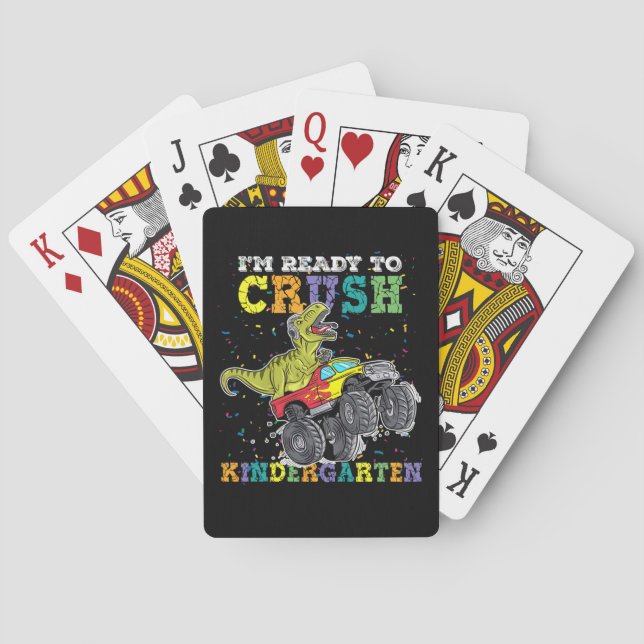 Kids I'm Ready To Crush Kindergarten Monster Truck Playing Cards (Back)