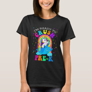 Kids I'm Ready To Crush Pre K Narwhal Unicorn Back T-Shirt