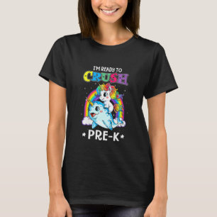 Kids I'm Ready To Crush Pre K Narwhal Unicorn Back T-Shirt