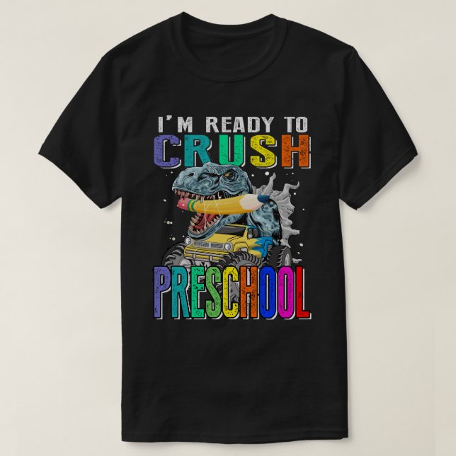 Kids I'm Ready To Crush PRESCHOOL Monster Truck Di T-Shirt (Design Front)
