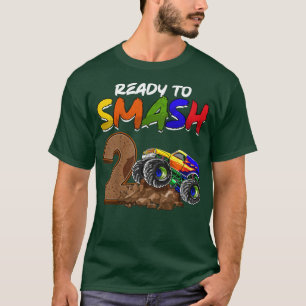 Kids I'm Ready To Smash Being 2 Monster Truck Birt T-Shirt