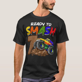 Kids I'm Ready To Smash Being 7 Monster Truck Birt T-Shirt