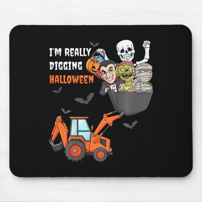 Kids I'm Really Digging Halloween Skeleton Zombie  Mouse Pad (Front)