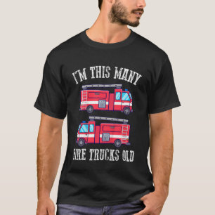 Kids I'm This Many Fire Trucks Old 2nd Birthday 2 T-Shirt