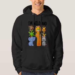 Kids I'm Wild And 1 One Zoo 1st Birthday Safari Ju Hoodie