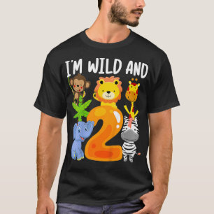 Kids I'm Wild and 2 Two Zoo 2nd Birthday Safari Ju T-Shirt