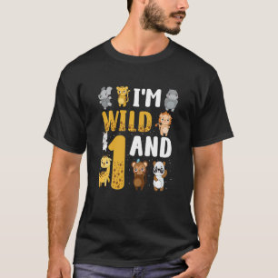 Kids I'm wild And One Safari Zoo Animal Theme 1 Ye T-Shirt