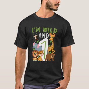 Kids I'm wild And One Safari Zoo Animal Theme 1 Ye T-Shirt