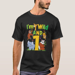 Kids I'm wild And One Safari Zoo Animal Theme 1 Ye T-Shirt
